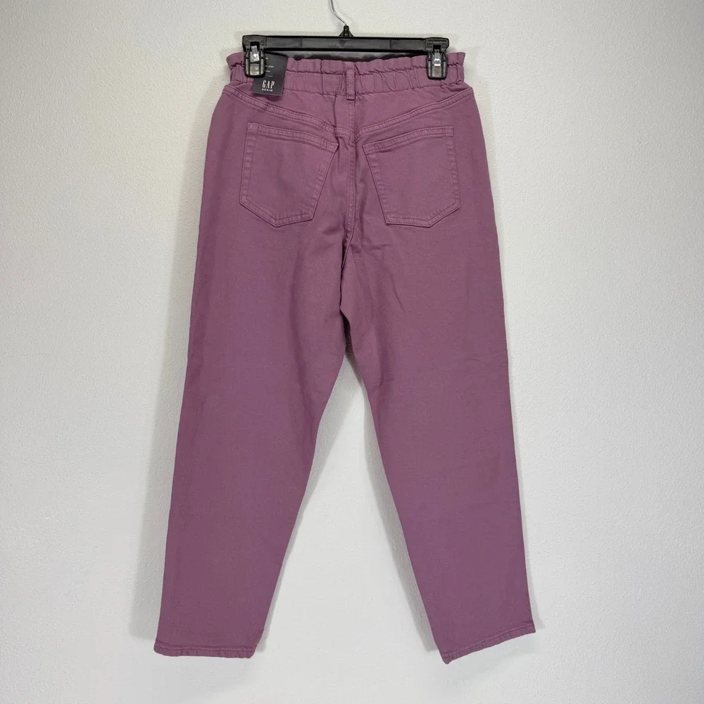 GAP NWT Girls High-Rise Elastic Paperbag Waist Denim Lt Purple Mom Jeans Size 18